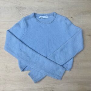 Women’s Medium Fuzzy Soft Blue Crew Long Sleeve Sweater Casual Pastel Comfy